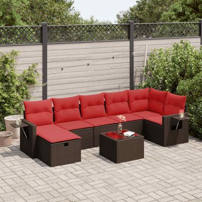 Set canapele de grădină cu perne, 8 piese, maro, poliratan GartenMobel Dekor