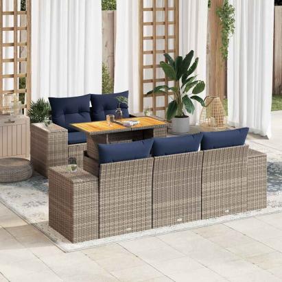 Set mobilier grădină cu perne, 6 piese, gri, poliratan GartenMobel Dekor