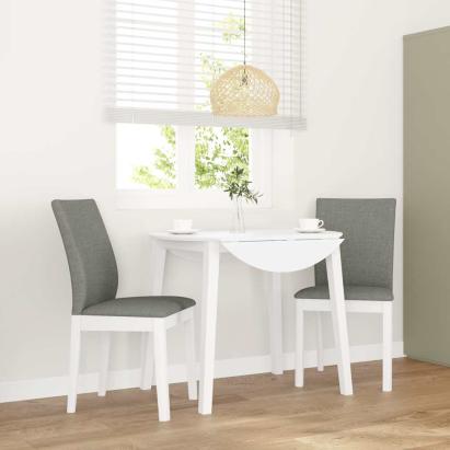 Scaune de sufragerie cu perne 2 buc cauciuc din lemn masiv alb GartenMobel Dekor