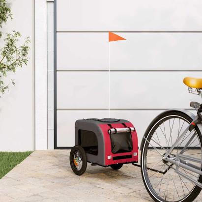 Remorcă bicicletă animale companie, roșu/gri textil oxford/fier GartenMobel Dekor