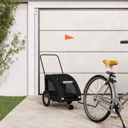 Remorcă bicicletă animale companie, negru, textil oxford/fier GartenMobel Dekor