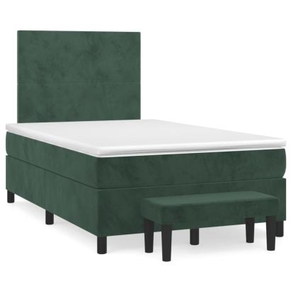 Pat box spring cu saltea, verde închis, 120x190 cm, catifea GartenMobel Dekor