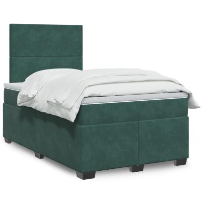Pat box spring cu saltea, verde închis, 120x190 cm, catifea GartenMobel Dekor