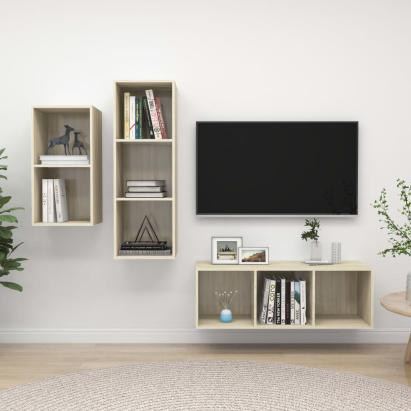 Set de dulapuri TV, 3 piese, stejar Sonoma, lemn prelucrat GartenMobel Dekor