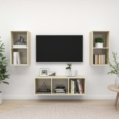 Set de dulapuri TV, 3 piese, stejar Sonoma, lemn prelucrat GartenMobel Dekor