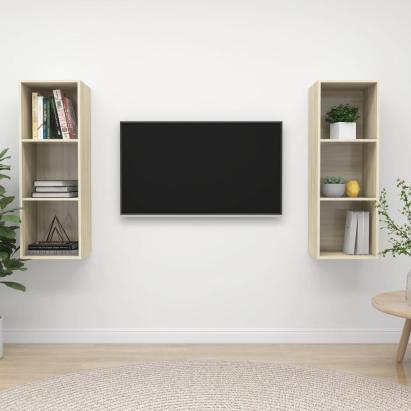 Dulapuri TV suspendate, 2 buc, stejar sonoma, lemn prelucrat GartenMobel Dekor