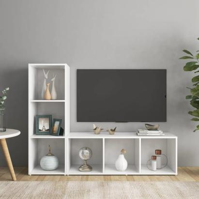 Dulapuri TV, 2 buc., alb, 107x35x37 cm, lemn prelucrat GartenMobel Dekor