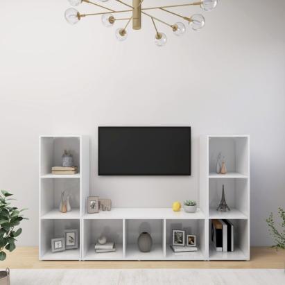 Dulapuri TV, 2 buc., alb, 107x35x37 cm, lemn prelucrat GartenMobel Dekor