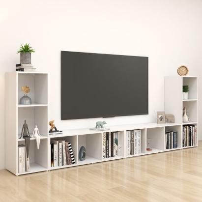 Dulapuri TV, 4 buc., alb, 107x35x37 cm, lemn prelucrat GartenMobel Dekor