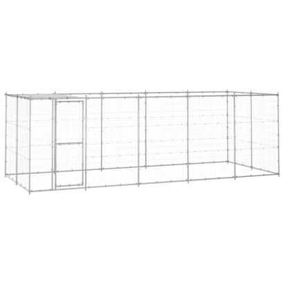 Padoc câini de exterior cu acoperiș, 12,1 m², oțel galvanizat GartenMobel Dekor