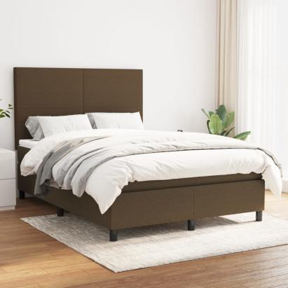 Pat continental cu saltea, maro închis, 140x200 cm, textil GartenMobel Dekor