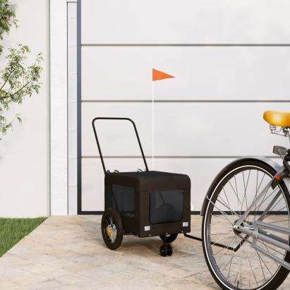Remorcă bicicletă animale companie, negru, textil oxford/fier GartenMobel Dekor