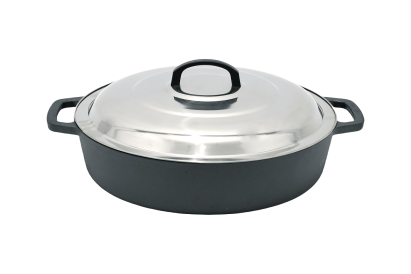 Cratita joasa din fonta cu capac inox 50cm - 12 l Handy KitchenServ