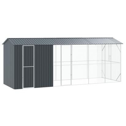 Volieră pentru păsări cu extensie Anthracite 210x640x247 cm Oțel GartenMobel Dekor