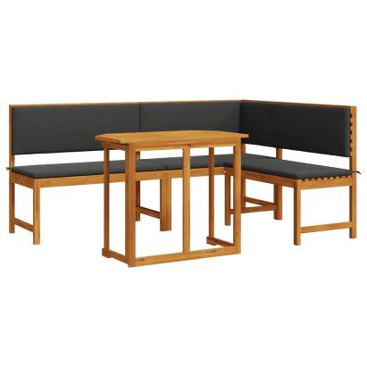 Set bistro de grădină 3 piese cu perne din lemn de acacia GartenMobel Dekor