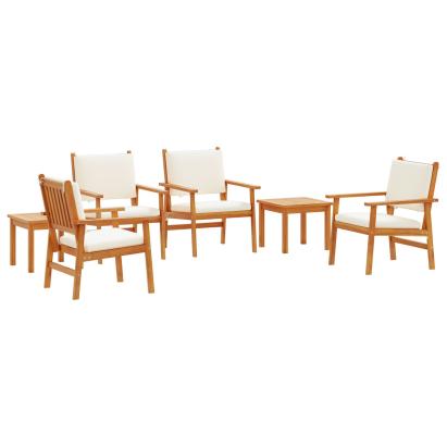Set de dining pentru grădină cu 6 piese și perne din lemn masiv de acacia GartenMobel Dekor