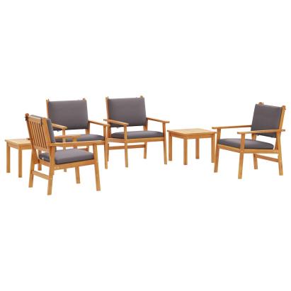 Set de dining pentru grădină de 6 piese cu perne din lemn masiv de acacia GartenMobel Dekor
