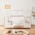 Pat Copii tip Casuta Montessori Semi Deschis cu Protectie Impotriva Caderilor, Dimensiuni 200x120cm, Lemn de Brad, Roz/Alb