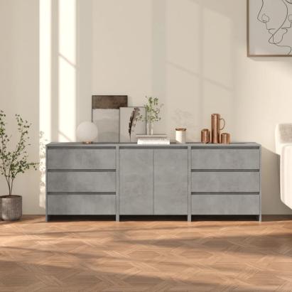 Servante, 3 piese, gri beton, lemn prelucrat GartenMobel Dekor