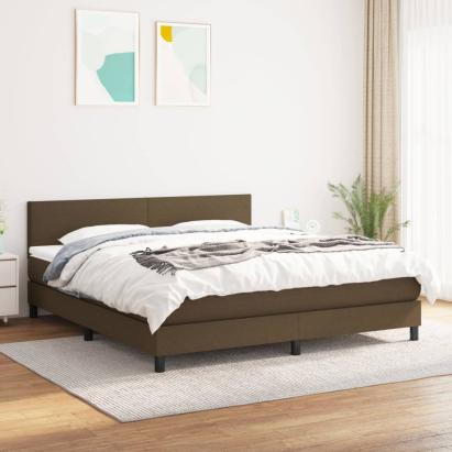 Pat box spring cu saltea, maro închis, 160x200 cm, textil GartenMobel Dekor