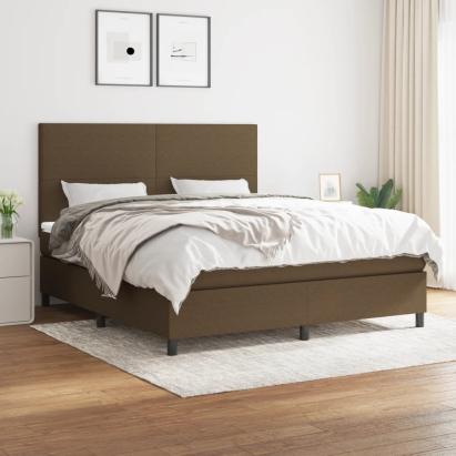 Pat box spring cu saltea, maro închis, 160x200 cm, textil GartenMobel Dekor