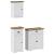 Set de mobilier de baie 3 piese lemn masiv de pin alb și maro GartenMobel Dekor