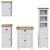 Set de mobilier de baie 4 piese lemn masiv de pin alb și maro GartenMobel Dekor
