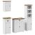 Set de mobilier de baie 4 piese lemn masiv de pin alb și maro GartenMobel Dekor