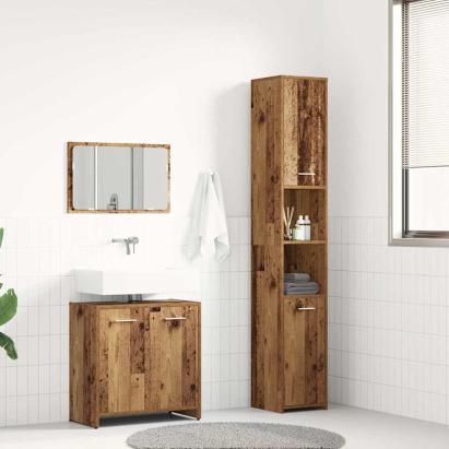 Set mobilier de baie, 3 piese, lemn vechi, lemn prelucrat GartenMobel Dekor