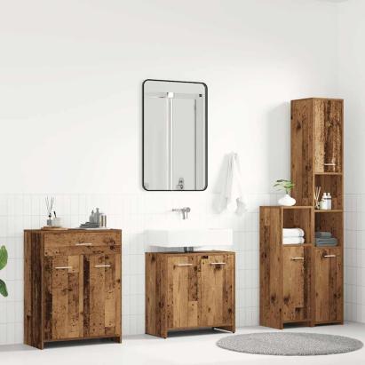 Set mobilier de baie, 4 piese, lemn vechi, lemn prelucrat GartenMobel Dekor