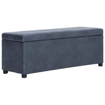 Banchetă cu depozitare, gri, 116 cm, piele întoarsă ecologică GartenMobel Dekor