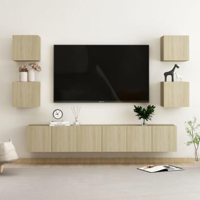 Set de dulapuri TV, 7 piese, stejar sonoma, lemn prelucrat GartenMobel Dekor