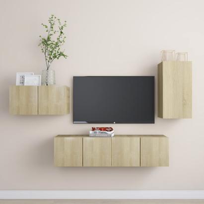 Set de dulapuri TV, 4 piese, stejar sonoma, lemn prelucrat GartenMobel Dekor