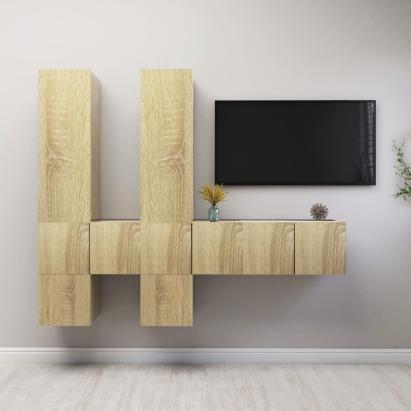 Set de dulapuri TV, 7 piese, stejar sonoma, lemn prelucrat GartenMobel Dekor