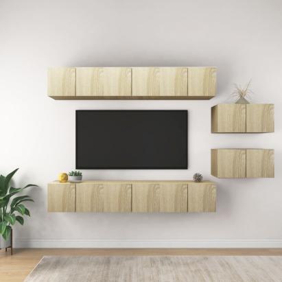 Set dulapuri TV, 8 piese, stejar sonoma, lemn prelucrat GartenMobel Dekor