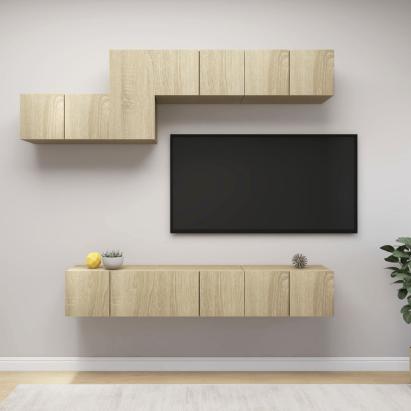 Set de dulapuri TV, 7 piese, stejar sonoma, lemn prelucrat GartenMobel Dekor