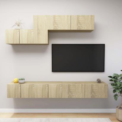 Set de dulapuri TV, 6 piese, stejar sonoma, lemn prelucrat GartenMobel Dekor