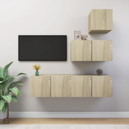Set de dulapuri TV, 4 piese, stejar sonoma, lemn prelucrat GartenMobel Dekor