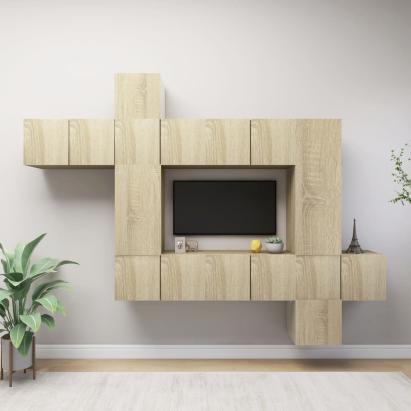 Set de dulapuri TV, 10 piese, stejar Sonoma, lemn prelucrat GartenMobel Dekor