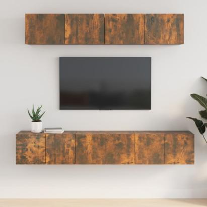 Set dulapuri TV, 5 piese, stejar fumuriu, lemn prelucrat GartenMobel Dekor