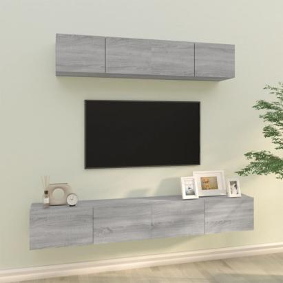 Set dulapuri TV, 4 piese, gri sonoma, lemn prelucrat GartenMobel Dekor