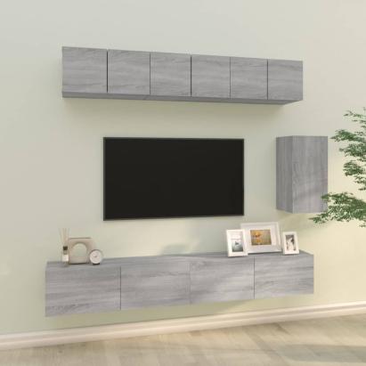 Set dulapuri TV, 6 piese, gri sonoma, lemn prelucrat GartenMobel Dekor