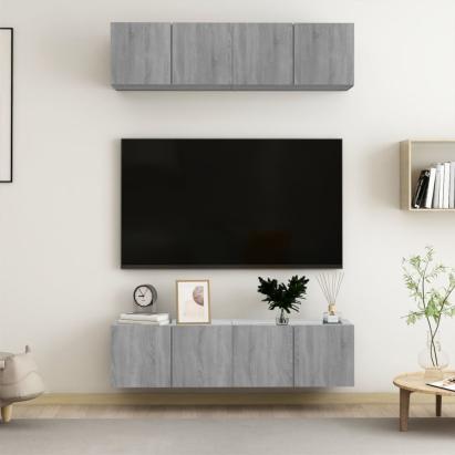 Comode TV, 4 buc., gri sonoma, 60x30x30 cm, lemn prelucrat GartenMobel Dekor