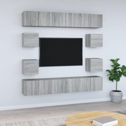 Set dulapuri TV, 10 piese, gri sonoma, lemn compozit GartenMobel Dekor