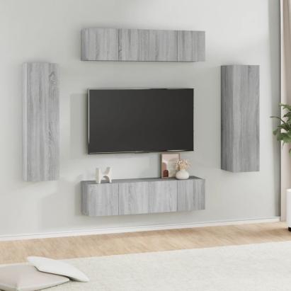 Set dulapuri TV, 6 piese, gri sonoma, lemn prelucrat GartenMobel Dekor