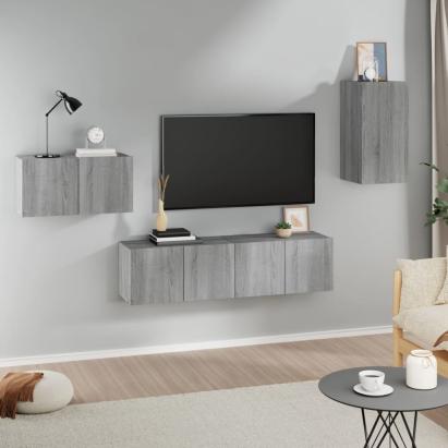 Set dulapuri TV, 4 piese, gri sonoma, lemn prelucrat GartenMobel Dekor