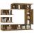 Set dulap TV, 8 piese, stejar fumuriu, lemn prelucrat GartenMobel Dekor