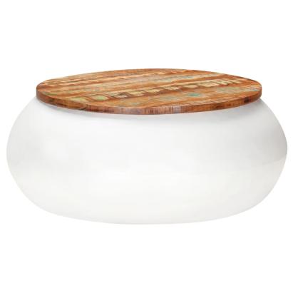 Măsuță de cafea, alb, 68x68x30 cm, lemn masiv reciclat GartenMobel Dekor