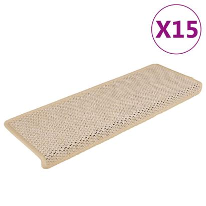 Covorașe scări autoadezive, 15 buc., crem, 65x21x4 cm, sisal GartenMobel Dekor