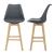 Scaune de bar AdelaG set 2 buc 105 x 48 x 58 cm picioare fag gri [en.casa] HausGarden Leisure